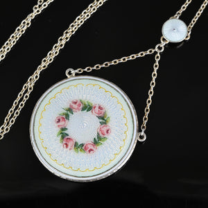 Exceptional Guilloche Enamel Edwardian Locket Necklace - Boylerpf