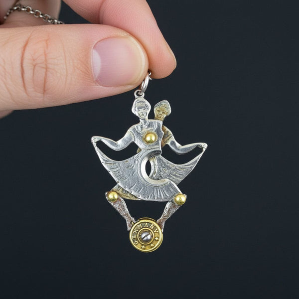Antique German Silver Dancing Girl Cigar Cutter Pendant Fob - Boylerpf
