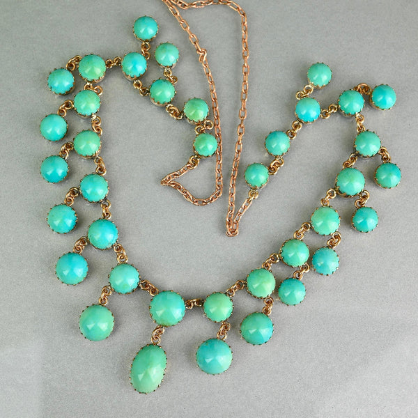 Antique Victorian Gold Turquoise Fringe Necklace