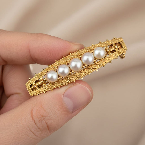 Antique 14K Gold Akoya Pearl Brooch Convertible Choker