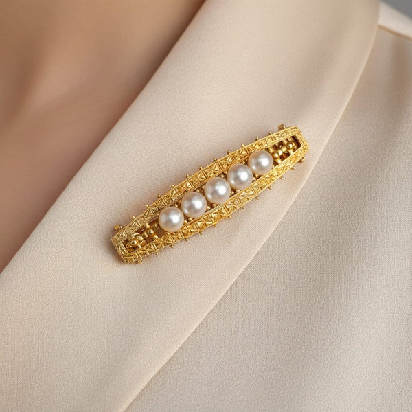 Antique 14K Gold Akoya Pearl Brooch Convertible Choker