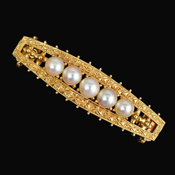 Antique 14K Gold Akoya Pearl Brooch Convertible Choker