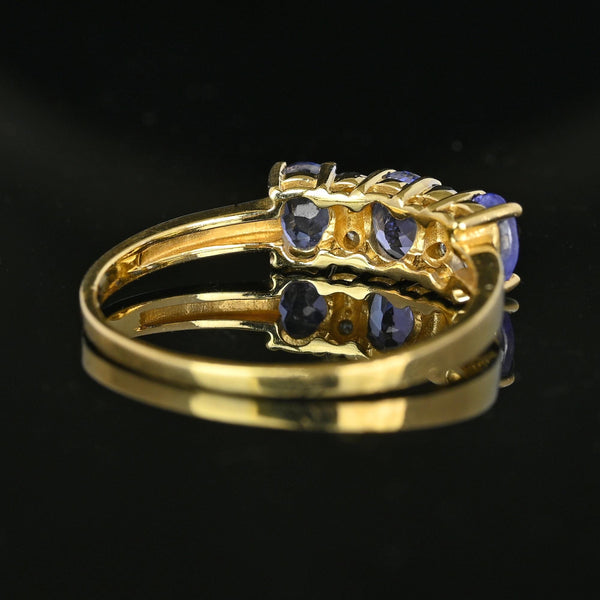 Vintage 14K Gold Three Stone Diamond Tanzanite Ring - Boylerpf