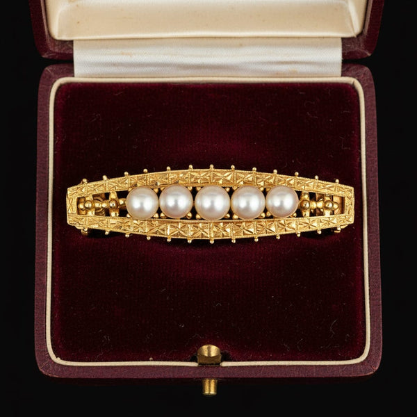 Antique 14K Gold Akoya Pearl Brooch Convertible Choker