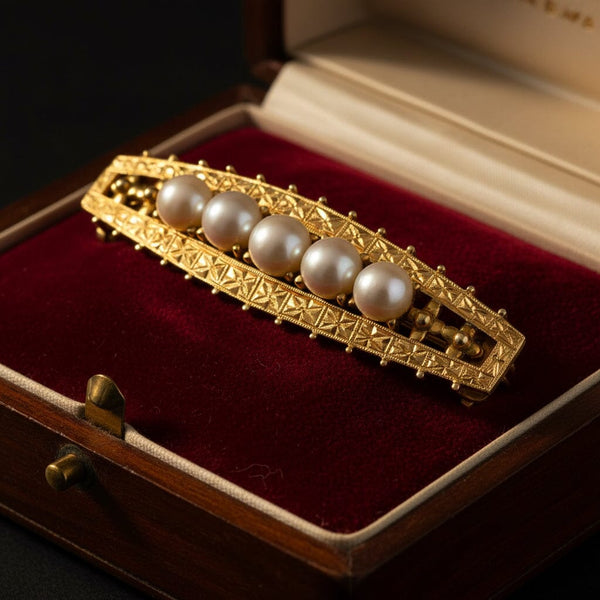 Antique 14K Gold Akoya Pearl Brooch Convertible Choker