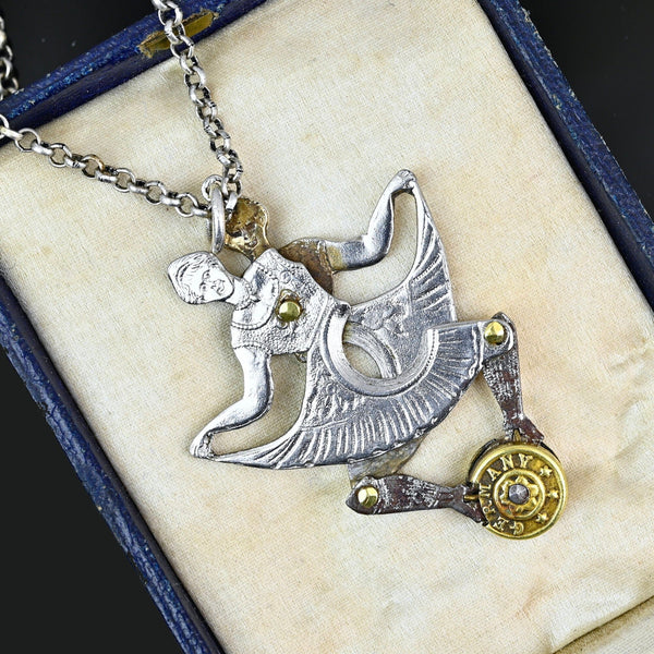 Antique German Silver Dancing Girl Cigar Cutter Pendant Fob - Boylerpf