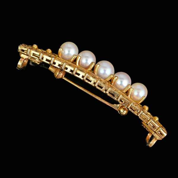 Antique 14K Gold Akoya Pearl Brooch Convertible Choker