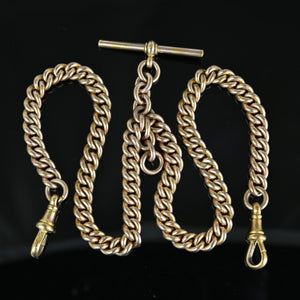 Antique Rolled Gold Double Albert Watch Chain Necklace - Boylerpf