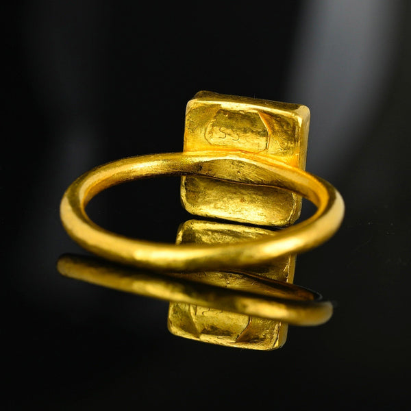 24K Gold Egyptian Princess Cut Pyramid Iolite Ring - Boylerpf