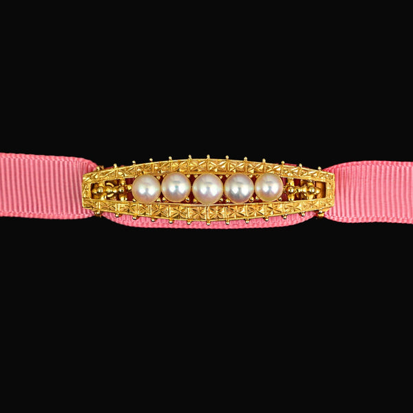 Antique 14K Gold Akoya Pearl Brooch Convertible Choker