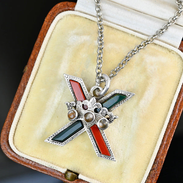 Antique Scottish Agate Citrine Luckenbooth Pendant - Boylerpf