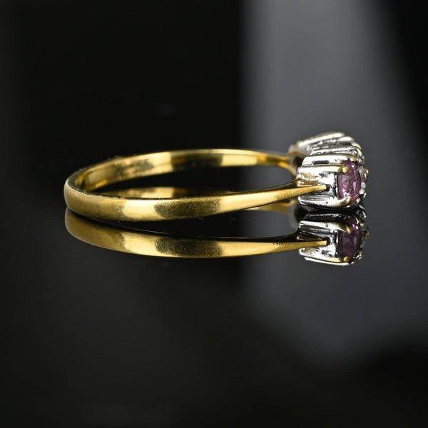 Vintage Gold Three Stone Pink Sapphire Diamond Ring - Boylerpf