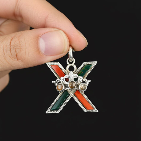 Antique Scottish Agate Citrine Luckenbooth Pendant - Boylerpf