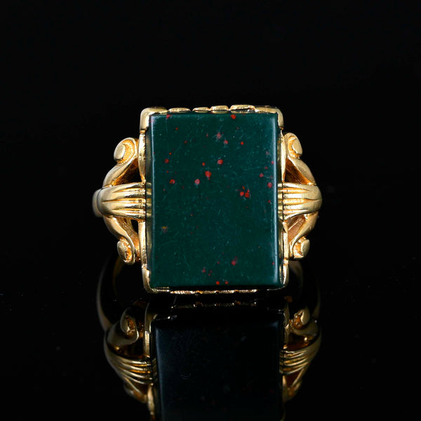 Vintage 14K Gold Bloodstone Signet Style Ring - Boylerpf