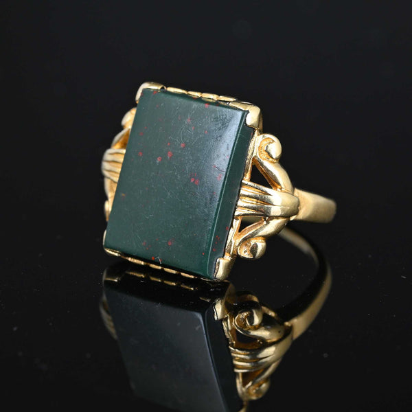 Vintage 14K Gold Bloodstone Signet Style Ring - Boylerpf