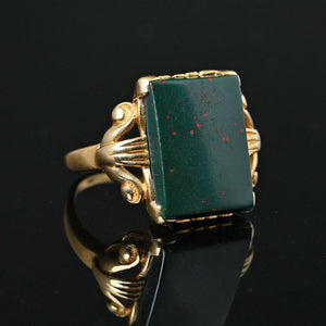 Vintage 14K Gold Bloodstone Signet Style Ring - Boylerpf