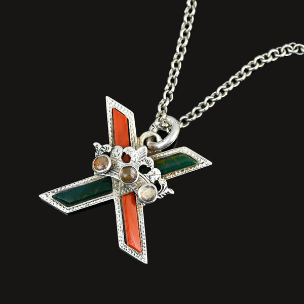 Antique Scottish Agate Citrine Luckenbooth Pendant - Boylerpf