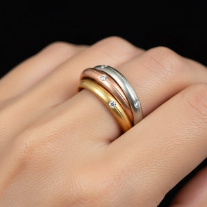 Vintage 14K Trinity Rolling Diamond Wedding Band Ring - Boylerpf
