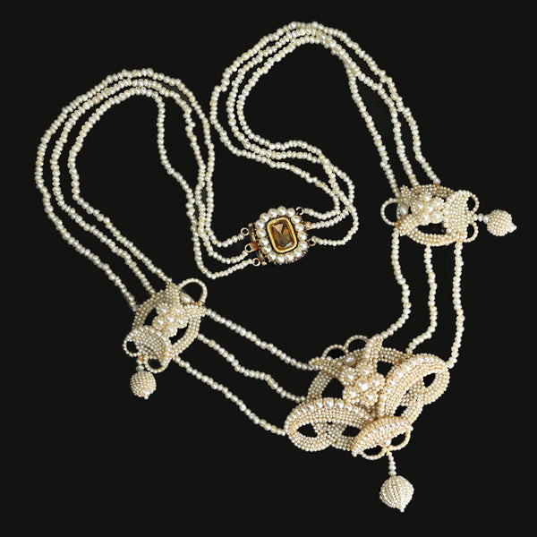 Antique Georgian Seed Pearl Necklace with Topaz Clasp - Boylerpf