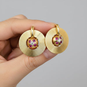 Vintage 14K Gold Ruby Diamond Clip-On Earrings Retro Style - Boylerpf