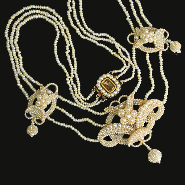 Antique Georgian Seed Pearl Necklace with Topaz Clasp - Boylerpf