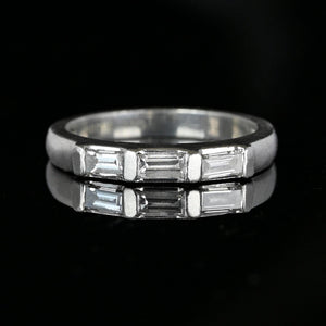 Vintage Baguette Diamond Platinum Band Ring - Boylerpf
