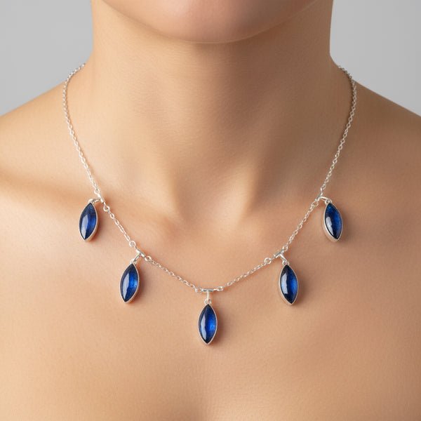 Antique Morpho Butterfly Wing Fringe Necklace - Boylerpf