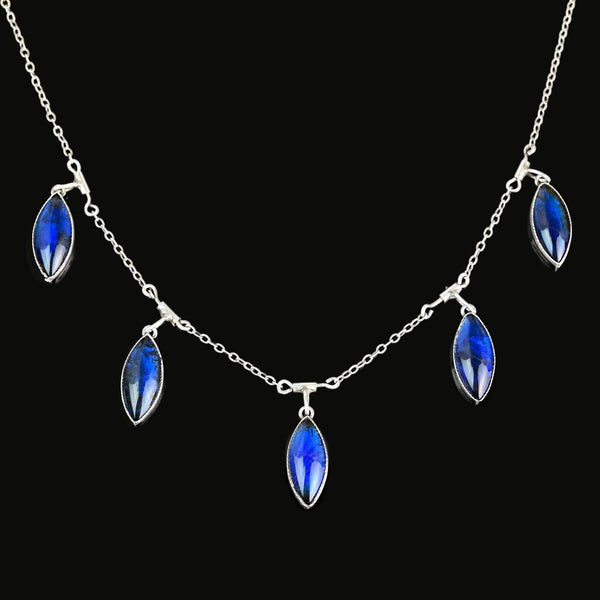 Antique Morpho Butterfly Wing Fringe Necklace - Boylerpf