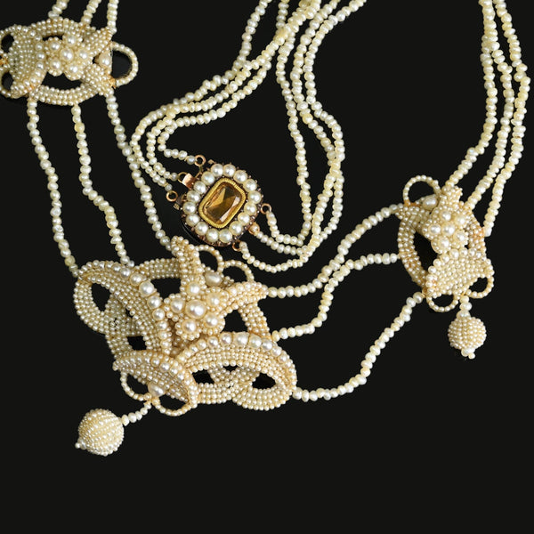 Antique Georgian Seed Pearl Necklace with Topaz Clasp - Boylerpf