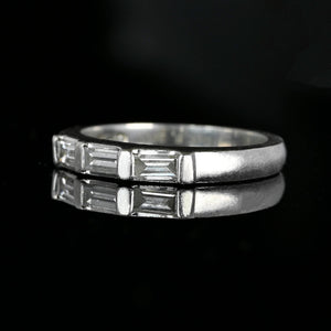 Vintage Baguette Diamond Platinum Ring Band - Boylerpf