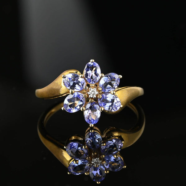 Vintage Diamond Floral Cluster Tanzanite Ring - Boylerpf