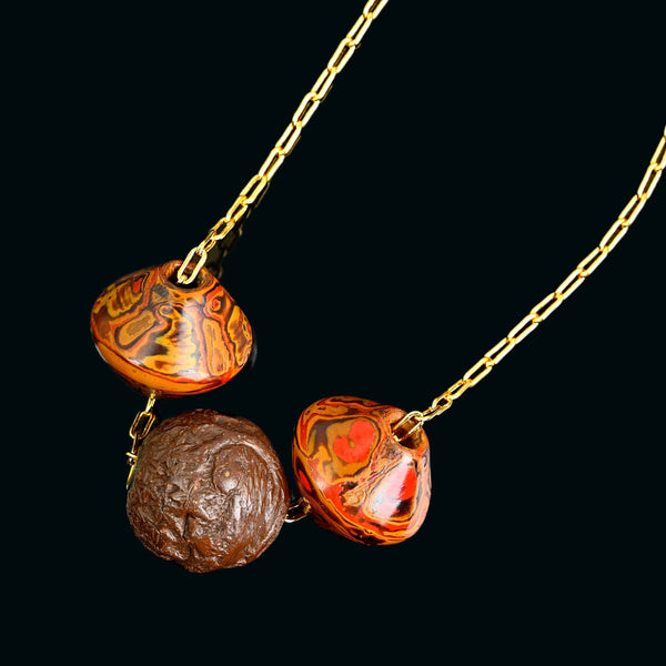 Japanese Ojime Bead Necklace, Antique Carved Beads