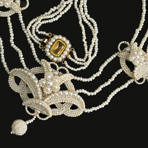 Antique Georgian Seed Pearl Necklace with Topaz Clasp - Boylerpf