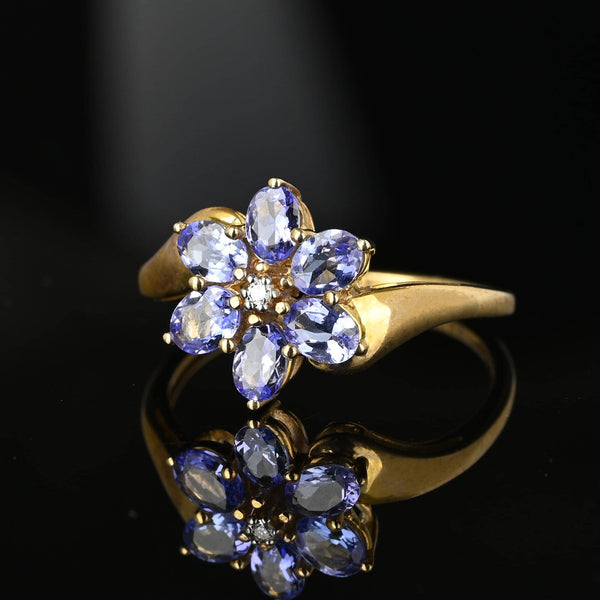 Vintage Diamond Floral Cluster Tanzanite Ring - Boylerpf