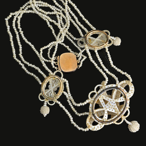 Antique Georgian Seed Pearl Necklace with Topaz Clasp - Boylerpf