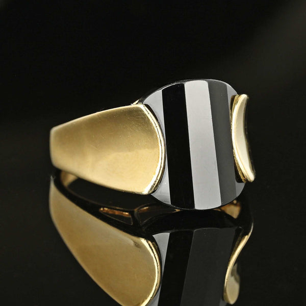Vintage Gold Faceted Fancy Cut Black Onyx Ring - Boylerpf