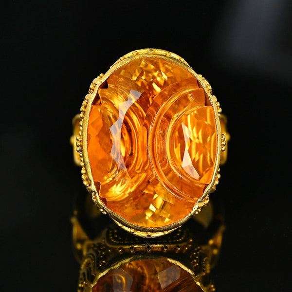 Luna Felix Citrine Ring 18K Gold Artisan Statement Ring - Boylerpf