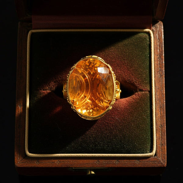 Luna Felix Citrine Ring 18K Gold Artisan Statement Ring - Boylerpf