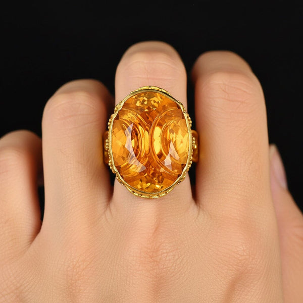 Luna Felix Citrine Ring 18K Gold Artisan Statement Ring - Boylerpf
