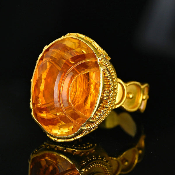 Luna Felix Citrine Ring 18K Gold Artisan Statement Ring - Boylerpf