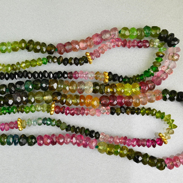 Natural Tourmaline Double Strand Necklace, 14K Gold
