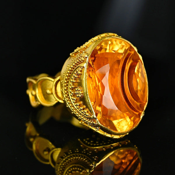 Luna Felix Citrine Ring 18K Gold Artisan Statement Ring - Boylerpf