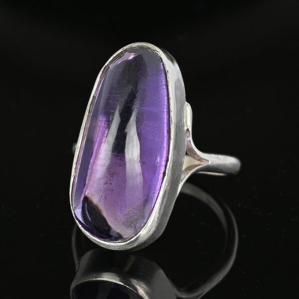 Large Scottish Amethyst Cabochon Ring in Silver - Boylerpf