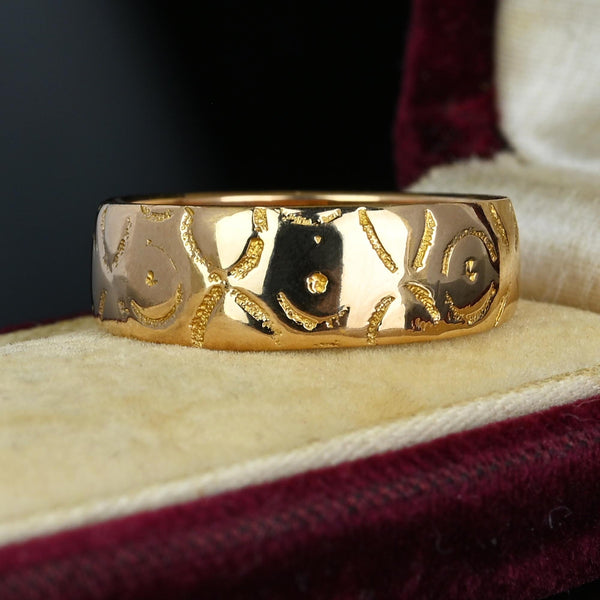 Antique Victorian Forget Me Not Engraved 18K Gold Ring Band - Boylerpf