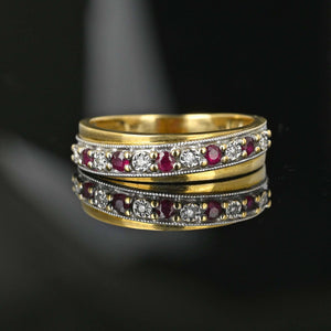 Vintage Diamond Ruby Band Ring in Gold - Boylerpf