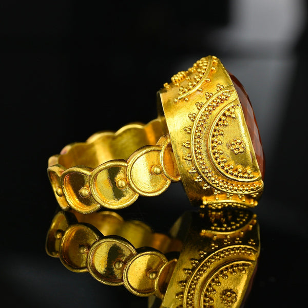 Luna Felix Citrine Ring 18K Gold Artisan Statement Ring - Boylerpf