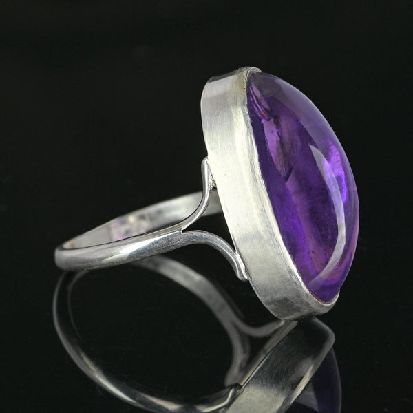 Large Scottish Amethyst Cabochon Ring in Silver - Boylerpf