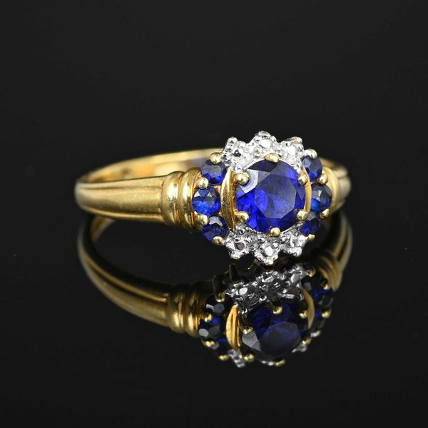 Vintage Solitaire Blue Sapphire Ring in 10K Yellow Gold - Boylerpf