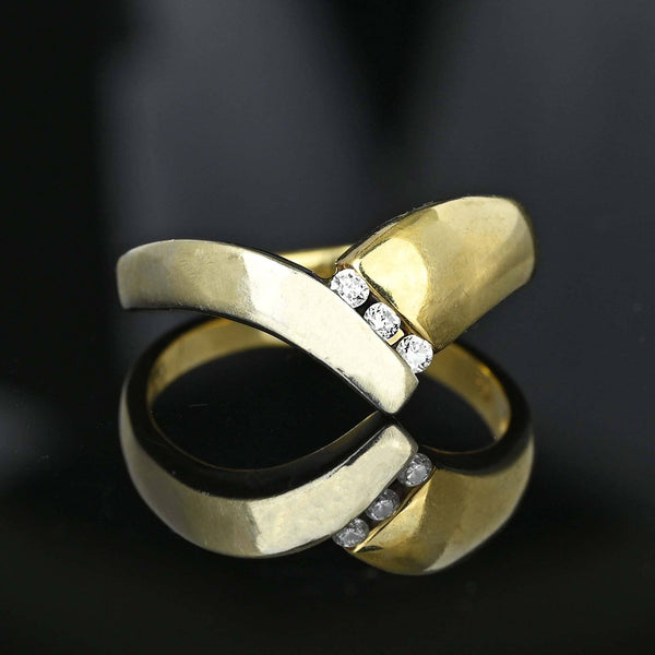 Vintage 14K Gold Two Tone Wishbone Diamond Ring – Boylerpf