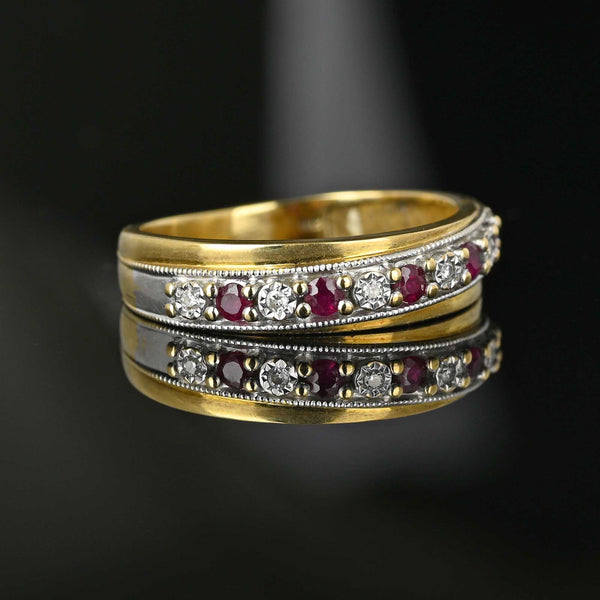 Vintage Diamond Ruby Band Ring in Gold - Boylerpf